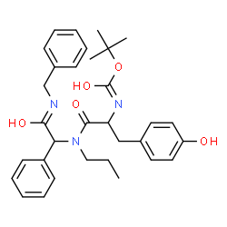 ChemSpider 2D Image | N-[2-(Benzylamino)-2-oxo-1-phenylethyl]-Nalpha-{[(2-methyl-2-propanyl)oxy]carbonyl}-N-propyltyrosinamide | C32H39N3O5