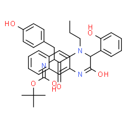 ChemSpider 2D Image | 2-Methyl-2-propanyl [3-(4-hydroxyphenyl)-1-{[1-(2-hydroxyphenyl)-2-(2-naphthylamino)-2-oxoethyl](propyl)amino}-1-oxo-2-propanyl]carbamate | C35H39N3O6