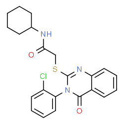 ChemSpider 2D Image | 2-{[3-(2-Chlorophenyl)-4-oxo-3,4-dihydro-2-quinazolinyl]sulfanyl}-N-cyclohexylacetamide | C22H22ClN3O2S