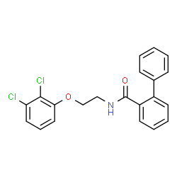 ChemSpider 2D Image | N-[2-(2,3-Dichlorophenoxy)ethyl]-2-biphenylcarboxamide | C21H17Cl2NO2