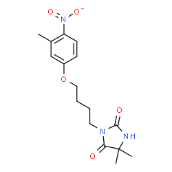 ChemSpider 2D Image | 5,5-Dimethyl-3-[4-(3-methyl-4-nitrophenoxy)butyl]-2,4-imidazolidinedione | C16H21N3O5