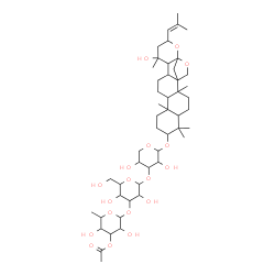 ChemSpider 2D Image | 20-Hydroxy-16,23:16,30-diepoxydammar-24-en-3-yl 3-O-acetyl-6-deoxyhexopyranosyl-(1->3)hexopyranosyl-(1->3)pentopyranoside | C49H78O18