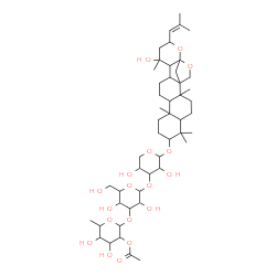 ChemSpider 2D Image | 20-Hydroxy-16,23:16,30-diepoxydammar-24-en-3-yl 2-O-acetyl-6-deoxyhexopyranosyl-(1->3)hexopyranosyl-(1->3)pentopyranoside | C49H78O18