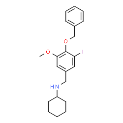 ChemSpider 2D Image | N-[4-(Benzyloxy)-3-iodo-5-methoxybenzyl]cyclohexanamine | C21H26INO2
