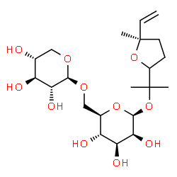 ChemSpider 2D Image | 2-[(5R)-5-Methyl-5-vinyltetrahydro-2-furanyl]-2-propanyl 6-O-beta-D-xylopyranosyl-beta-D-mannopyranoside | C21H36O11