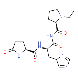 ChemSpider 2D Image | 5-Oxo-L-prolyl-N-{[(2S)-1-ethyl-2-pyrrolidinyl]carbonyl}-3-(4H-imidazol-4-yl)-L-alaninamide | C18H26N6O4
