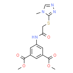 ChemSpider 2D Image | Dimethyl 5-({[(4-methyl-4H-1,2,4-triazol-3-yl)sulfanyl]acetyl}amino)isophthalate | C15H16N4O5S