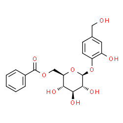 ChemSpider 2D Image | 2-Hydroxy-4-(hydroxymethyl)phenyl 6-O-benzoyl-beta-D-glucopyranoside | C20H22O9