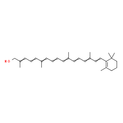 ChemSpider 2D Image | 2,6,11,15-Tetramethyl-17-(2,6,6-trimethyl-1-cyclohexen-1-yl)-2,4,6,8,10,12,14,16-heptadecaoctaen-1-ol | C30H42O