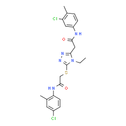 ChemSpider 2D Image | N-(4-Chloro-2-methylphenyl)-2-[(5-{2-[(3-chloro-4-methylphenyl)amino]-2-oxoethyl}-4-ethyl-4H-1,2,4-triazol-3-yl)sulfanyl]acetamide | C22H23Cl2N5O2S