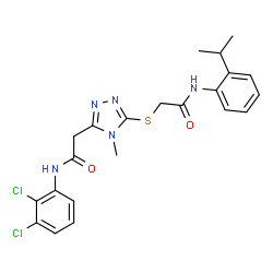 ChemSpider 2D Image | 2-[(5-{2-[(2,3-Dichlorophenyl)amino]-2-oxoethyl}-4-methyl-4H-1,2,4-triazol-3-yl)sulfanyl]-N-(2-isopropylphenyl)acetamide | C22H23Cl2N5O2S