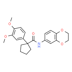 ChemSpider 2D Image | N-(2,3-Dihydro-1,4-benzodioxin-6-yl)-1-(3,4-dimethoxyphenyl)cyclopentanecarboxamide | C22H25NO5
