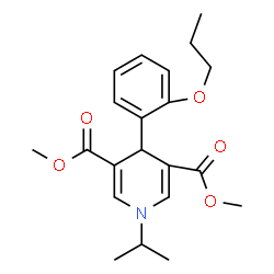 ChemSpider 2D Image | Dimethyl 1-isopropyl-4-(2-propoxyphenyl)-1,4-dihydro-3,5-pyridinedicarboxylate | C21H27NO5