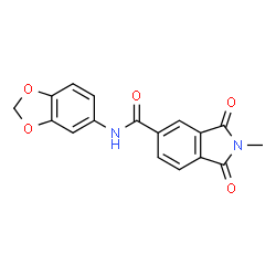 ChemSpider 2D Image | N-(1,3-Benzodioxol-5-yl)-2-methyl-1,3-dioxo-5-isoindolinecarboxamide | C17H12N2O5