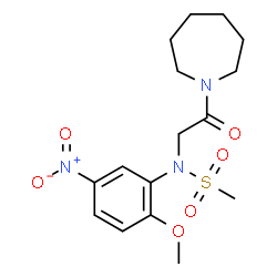 ChemSpider 2D Image | N-[2-(1-Azepanyl)-2-oxoethyl]-N-(2-methoxy-5-nitrophenyl)methanesulfonamide | C16H23N3O6S