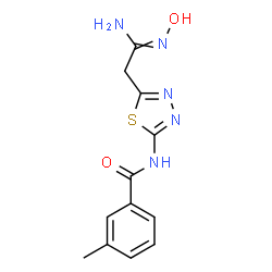 ChemSpider 2D Image | N-{5-[2-Amino-2-(hydroxyimino)ethyl]-1,3,4-thiadiazol-2-yl}-3-methylbenzamide | C12H13N5O2S