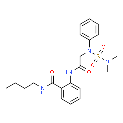 ChemSpider 2D Image | N-Butyl-2-{[N-(dimethylsulfamoyl)-N-phenylglycyl]amino}benzamide | C21H28N4O4S
