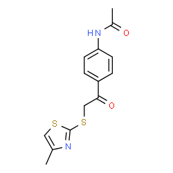 ChemSpider 2D Image | N-(4-{[(4-Methyl-1,3-thiazol-2-yl)sulfanyl]acetyl}phenyl)acetamide | C14H14N2O2S2