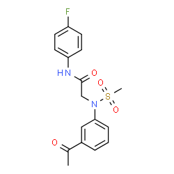 ChemSpider 2D Image | N~2~-(3-Acetylphenyl)-N-(4-fluorophenyl)-N~2~-(methylsulfonyl)glycinamide | C17H17FN2O4S
