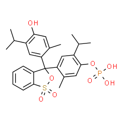 ChemSpider 2D Image | 4-[3-(4-Hydroxy-5-isopropyl-2-methylphenyl)-1,1-dioxido-3H-2,1-benzoxathiol-3-yl]-2-isopropyl-5-methylphenyl dihydrogen phosphate | C27H31O8PS