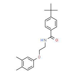 ChemSpider 2D Image | N-[2-(3,4-Dimethylphenoxy)ethyl]-4-(2-methyl-2-propanyl)benzamide | C21H27NO2
