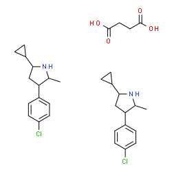 ChemSpider 2D Image | Succinic acid - 3-(4-chlorophenyl)-5-cyclopropyl-2-methylpyrrolidine (1:2) | C32H42Cl2N2O4