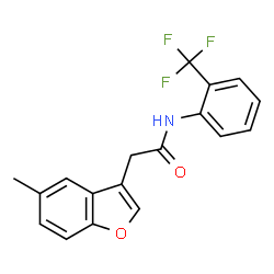 ChemSpider 2D Image | 2-(5-Methyl-1-benzofuran-3-yl)-N-[2-(trifluoromethyl)phenyl]acetamide | C18H14F3NO2