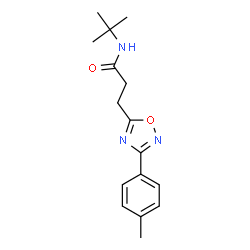 ChemSpider 2D Image | 3-[3-(4-Methylphenyl)-1,2,4-oxadiazol-5-yl]-N-(2-methyl-2-propanyl)propanamide | C16H21N3O2