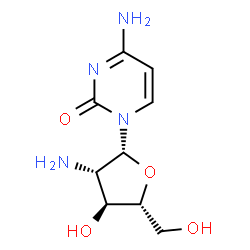 ChemSpider 2D Image | 4-Amino-1-(2-amino-2-deoxy-beta-D-arabinofuranosyl)-2(1H)-pyrimidinone | C9H14N4O4
