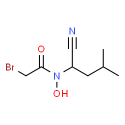 ChemSpider 2D Image | 2-Bromo-N-(1-cyano-3-methylbutyl)-N-hydroxyacetamide | C8H13BrN2O2