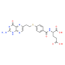 ChemSpider 2D Image | N-(4-{[2-(2-Amino-4-oxo-1,4-dihydro-6-pteridinyl)ethyl]sulfanyl}benzoyl)-L-glutamic acid | C20H20N6O6S