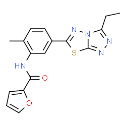 ChemSpider 2D Image | N-[5-(3-Ethyl[1,2,4]triazolo[3,4-b][1,3,4]thiadiazol-6-yl)-2-methylphenyl]-2-furamide | C17H15N5O2S