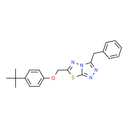 ChemSpider 2D Image | 3-Benzyl-6-{[4-(2-methyl-2-propanyl)phenoxy]methyl}[1,2,4]triazolo[3,4-b][1,3,4]thiadiazole | C21H22N4OS