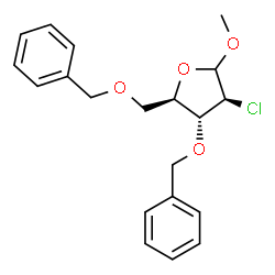 ChemSpider 2D Image | Methyl 3,5-di-O-benzyl-2-chloro-2-deoxy-D-arabinofuranoside | C20H23ClO4