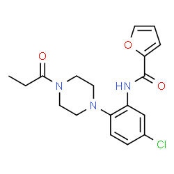 ChemSpider 2D Image | N-[5-Chloro-2-(4-propionyl-1-piperazinyl)phenyl]-2-furamide | C18H20ClN3O3