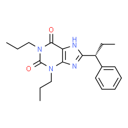 ChemSpider 2D Image | 8-[(1R)-1-Phenylpropyl]-1,3-dipropyl-3,7-dihydro-1H-purine-2,6-dione | C20H26N4O2
