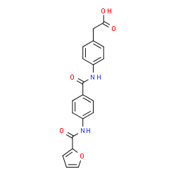 ChemSpider 2D Image | (4-{[4-(2-Furoylamino)benzoyl]amino}phenyl)acetic acid | C20H16N2O5
