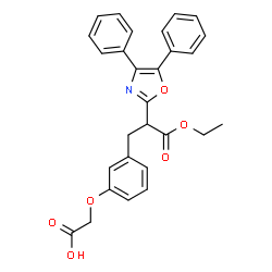 ChemSpider 2D Image | {3-[2-(4,5-Diphenyl-1,3-oxazol-2-yl)-3-ethoxy-3-oxopropyl]phenoxy}acetic acid | C28H25NO6