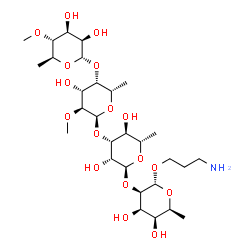 ChemSpider 2D Image | 3-Aminopropyl 6-deoxy-4-O-methyl-alpha-L-mannopyranosyl-(1->4)-6-deoxy-2-O-methyl-alpha-L-galactopyranosyl-(1->3)-6-deoxy-alpha-L-mannopyranosyl-(1->2)-6-deoxy-alpha-L-talopyranoside | C29H53NO17