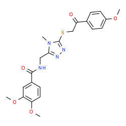 ChemSpider 2D Image | 3,4-Dimethoxy-N-[(5-{[2-(4-methoxyphenyl)-2-oxoethyl]sulfanyl}-4-methyl-4H-1,2,4-triazol-3-yl)methyl]benzamide | C22H24N4O5S