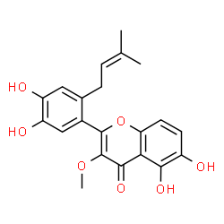 ChemSpider 2D Image | 5,6,3',4'-Tetrahydroxy-3-methoxy-6'-isoprenylflavone | C21H20O7