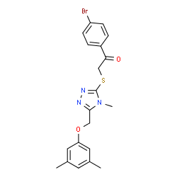 ChemSpider 2D Image | 1-(4-Bromophenyl)-2-({5-[(3,5-dimethylphenoxy)methyl]-4-methyl-4H-1,2,4-triazol-3-yl}sulfanyl)ethanone | C20H20BrN3O2S