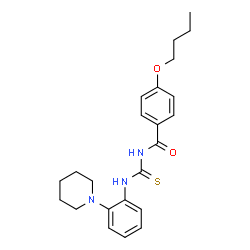 ChemSpider 2D Image | 4-Butoxy-N-{[2-(1-piperidinyl)phenyl]carbamothioyl}benzamide | C23H29N3O2S
