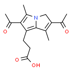 ChemSpider 2D Image | 3-(2,6-Diacetyl-1,5-dimethyl-3H-pyrrolizin-7-yl)propanoic acid | C16H19NO4