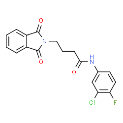 ChemSpider 2D Image | N-(3-Chloro-4-fluorophenyl)-4-(1,3-dioxo-1,3-dihydro-2H-isoindol-2-yl)butanamide | C18H14ClFN2O3