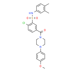 ChemSpider 2D Image | 2-Chloro-N-(3,4-dimethylphenyl)-5-{[4-(4-methoxyphenyl)-1-piperazinyl]carbonyl}benzenesulfonamide | C26H28ClN3O4S