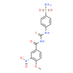 ChemSpider 2D Image | 4-Methoxy-3-nitro-N-[(4-sulfamoylphenyl)carbamothioyl]benzamide | C15H14N4O6S2