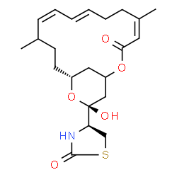 ChemSpider 2D Image | (4S)-4-[(4Z,8E,10Z,15R,17R)-17-Hydroxy-5,12-dimethyl-3-oxo-2,16-dioxabicyclo[13.3.1]nonadeca-4,8,10-trien-17-yl]-1,3-thiazolidin-2-one | C22H31NO5S