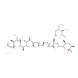 ChemSpider 2D Image | (3R,4S,5S,6R,7S,22S)-23,27-Didemethoxy-2,6,22-tridemethyl-11-O-demethyl-22-[(2,6-dideoxy-3,4-di-O-methyl-b-L-arabino-hexopyranosyl)oxy]-6-methoxylonomycin A Monoammonium Salt | C47H83NO17