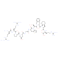 ChemSpider 2D Image | D-Arginyl-L-arginyl-L-prolyl-trans-4-hydroxy-L-prolylglycyl-3-(2-thienyl)-L-alanyl-L-seryl-D-1,2,3,4-tetrahydro-3-isoquinolinecarbonyl-L-(2a,3ab,7ab)-octahydro-1H-indole-2-carbonyl-L-arginine | C59H89N19O13S